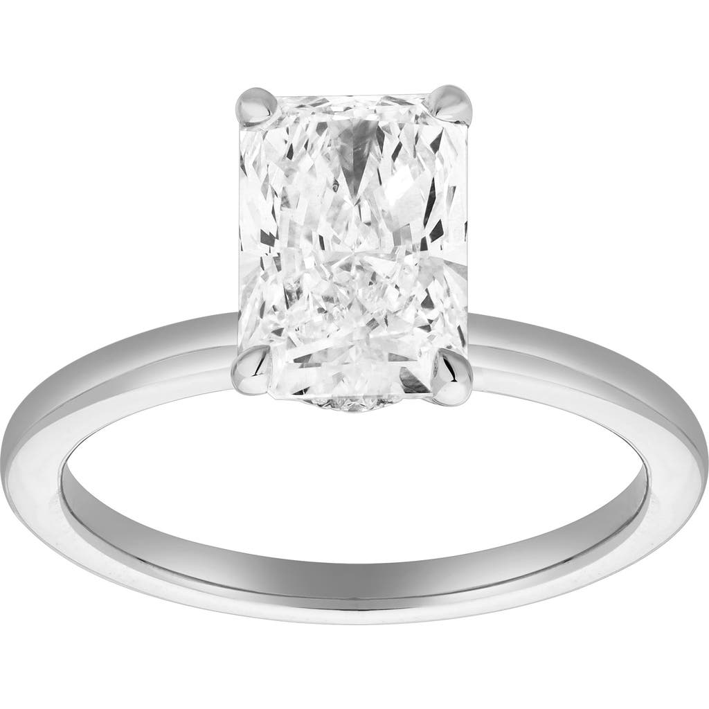 Luvmyjewelry Tia 14k Gold Emerald Lab Grown Diamond Hidden Halo Ring In 14k White Gold