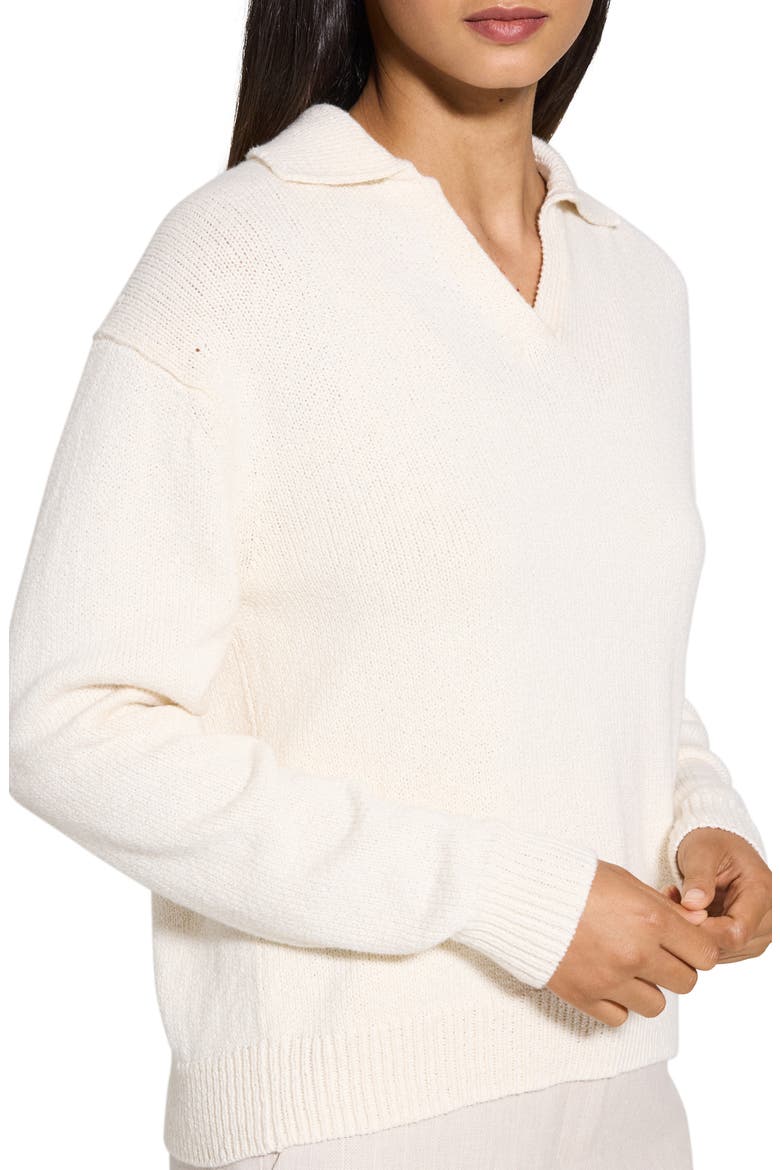 Cotton & Wool Polo Sweater, Alternate, color, OFF WHITE