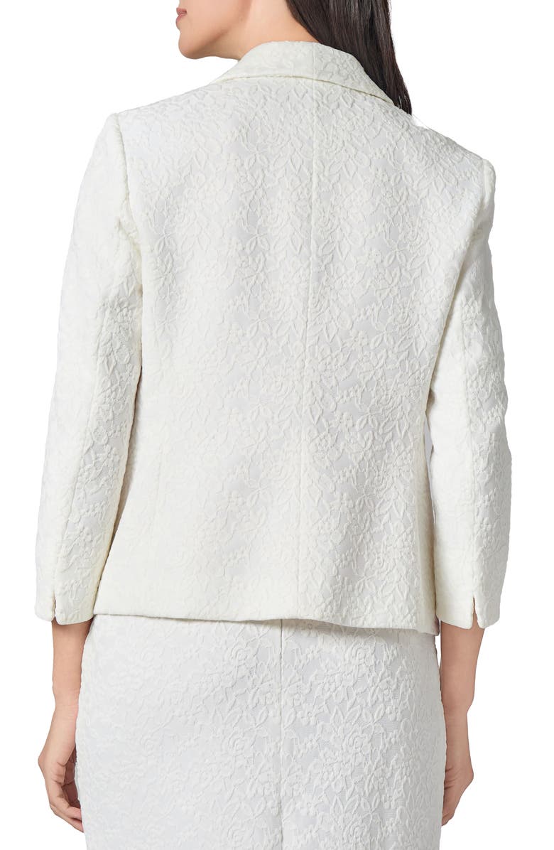 KASPER Shawl Collar Lace Three Quarter Sleeve Blazer, Alternate, color, Lily White