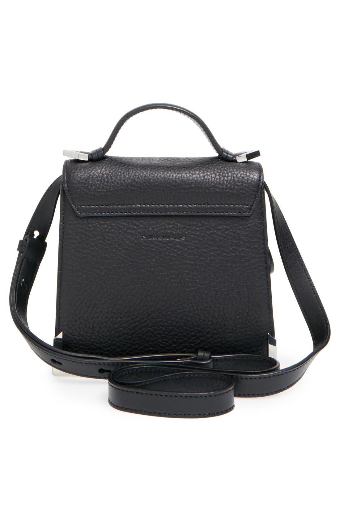'Mini Rubie' Crossbody Satchel, Alternate, color, BLACK/ SHINY NICKEL
