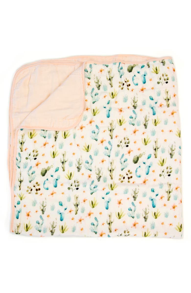 Loulou Lollipop Cactus Floral Deluxe Muslin Quilt, Main, color, 