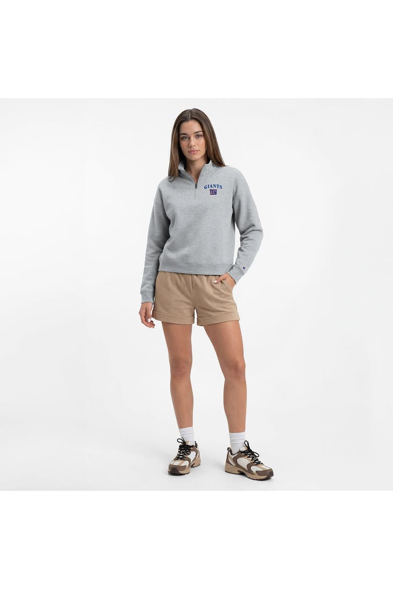 Women's Champion  Heather Gray New York Giants Powerblend Quarter-Zip Sweatshirt, Alternate, color, Heather Gray