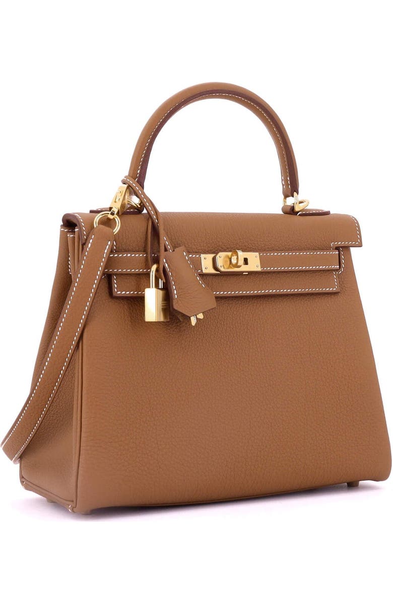 Pre-Owned Hermes Kelly Handbag Brown Togo with Gold Hardware 25, Alternate, color, Gold