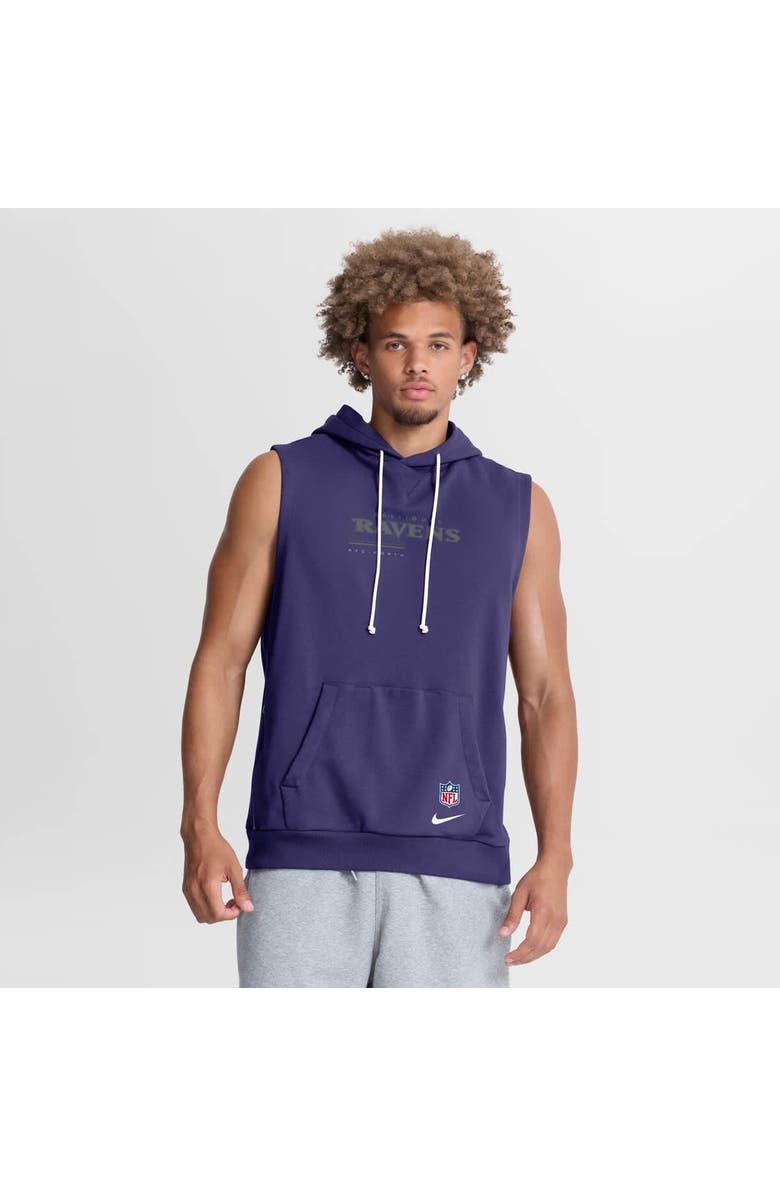 Nike Men's Nike Purple Baltimore Ravens Sideline Standard Issue Dri-FIT Sleeveless Hoodie, Main, color, Purple