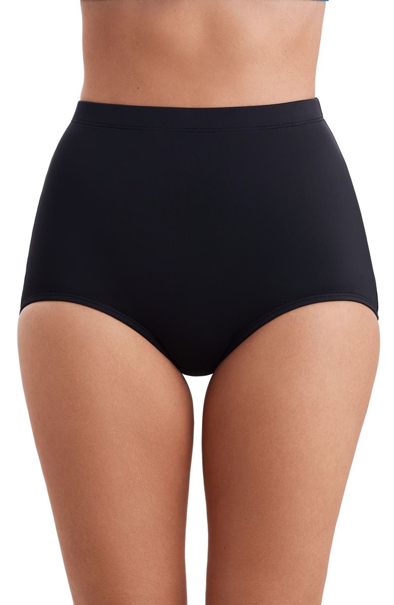 ShapeSolver Full Hipster Brief Swimsuit Bottom, Main, color, Black