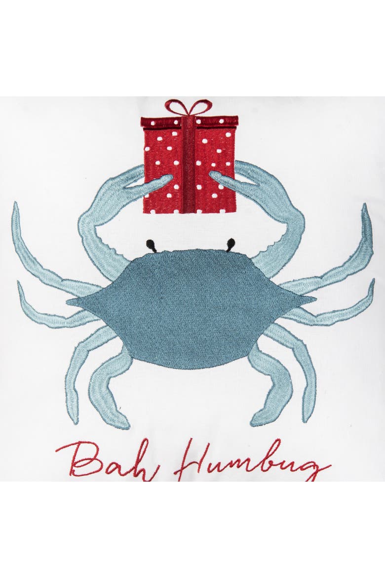 Bah Humbug Coastal Christmas Embroidered Throw Pillow 16" x 16", Alternate, color, Blue