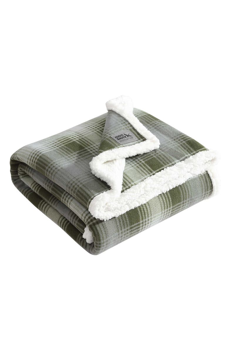 Eddie Bauer Nordic Plaid Throw Blanket, Alternate, color, Dark Green