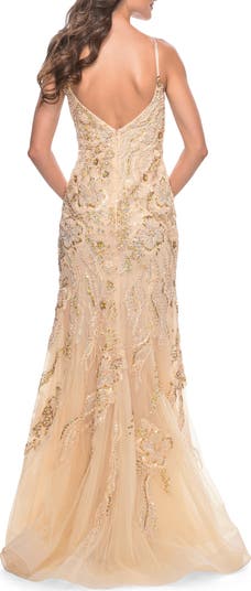 Mermaid Sequin and Beaded Embellished Prom Dress in Pastels