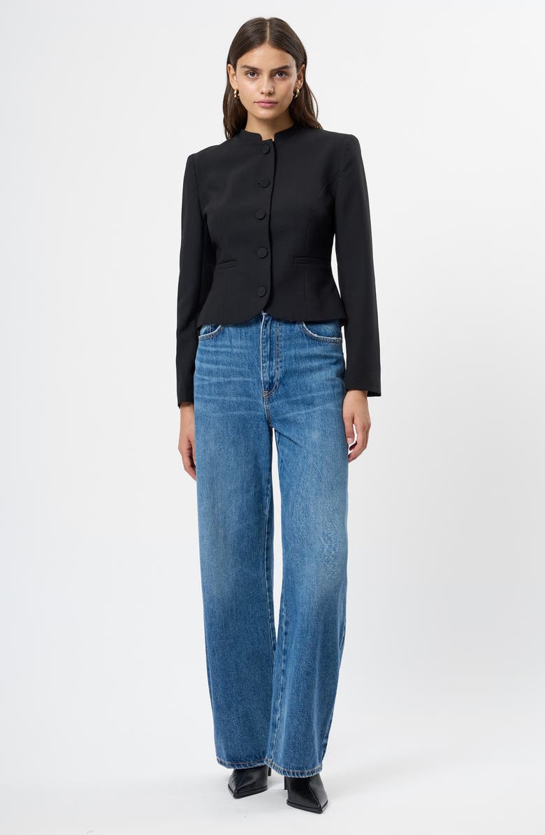 French Connection Azra Slim Fit Crop Twill Jacket, Alternate, color, Black