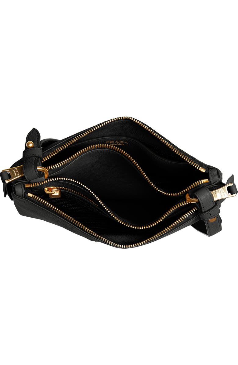 Prada Daino Double Compartment Leather Crossbody Bag, Alternate, color,