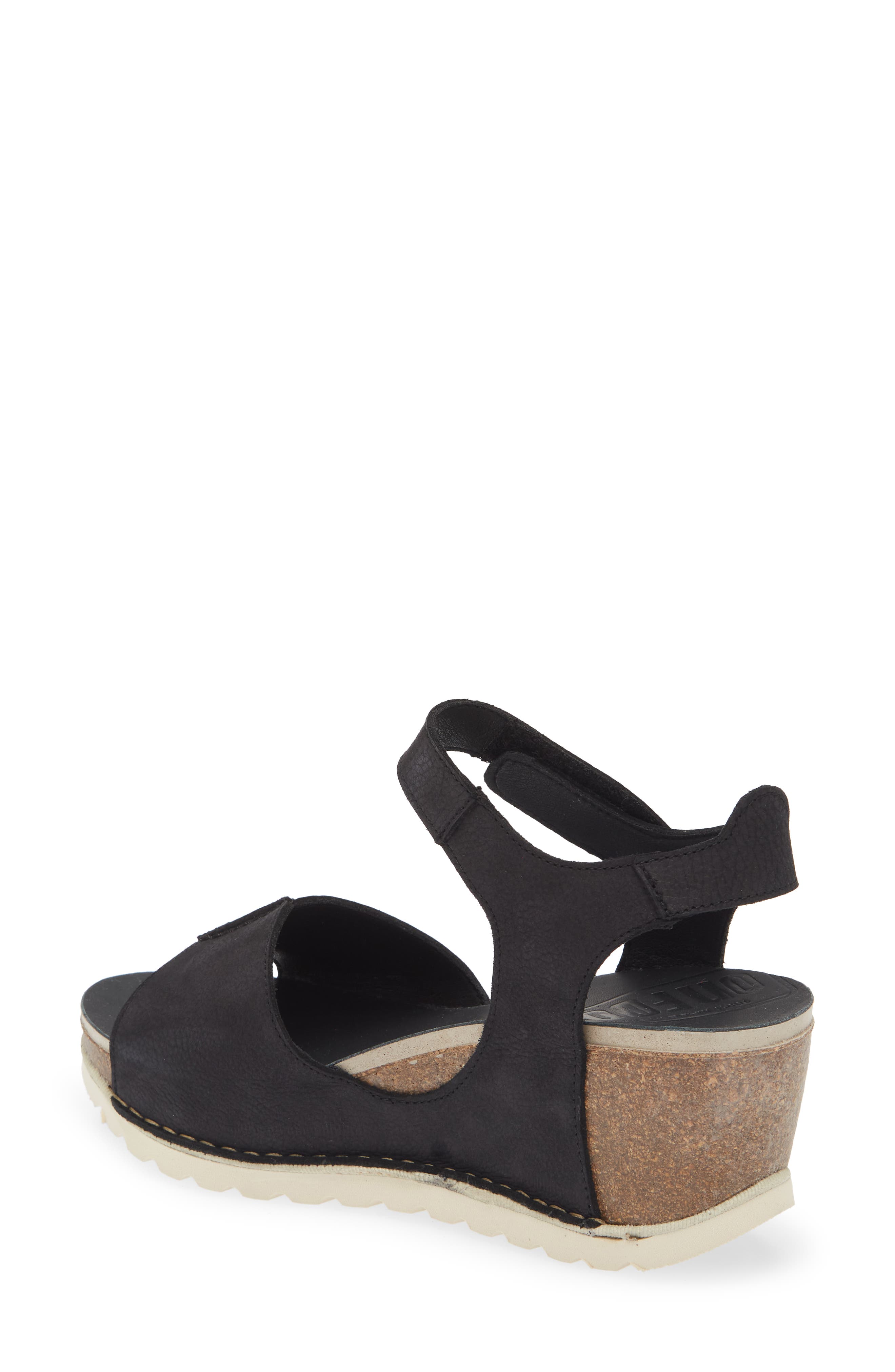 On Foot Leather Wedge Sandal, Alternate, color, Black Leather