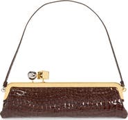 Jacquemus La Pochette Salon Croc Embossed Patent Leather Clutch