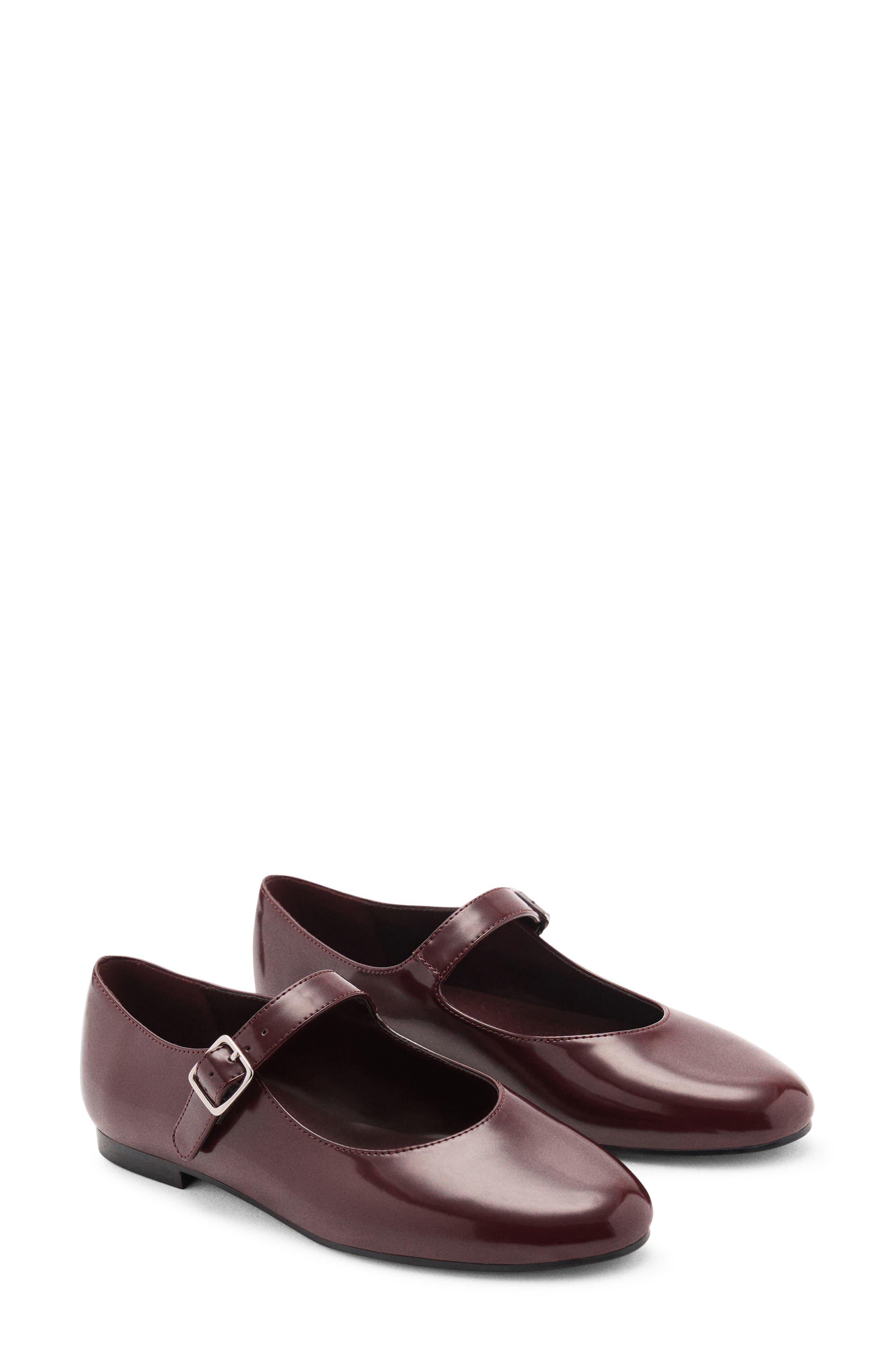 MANGO Faux Patent Mary Jane Ballet Flat, Main, color, 