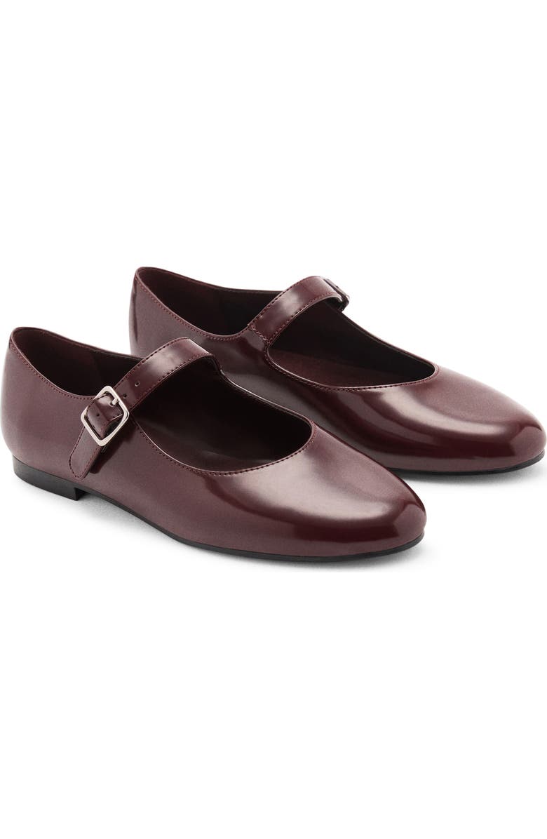 MANGO Faux Patent Mary Jane Ballet Flat, Main, color,