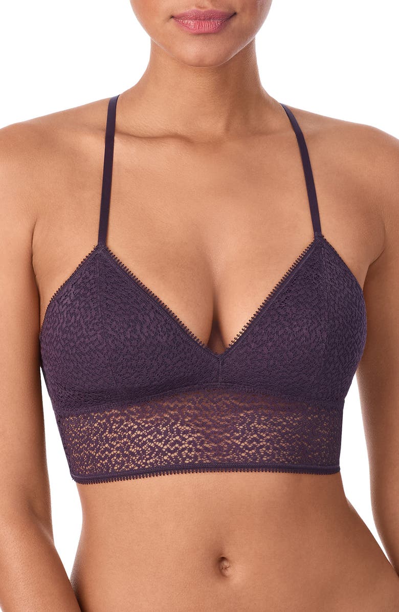 DKNY Modern Lace Longline Bralette, Main, color, Nightshade