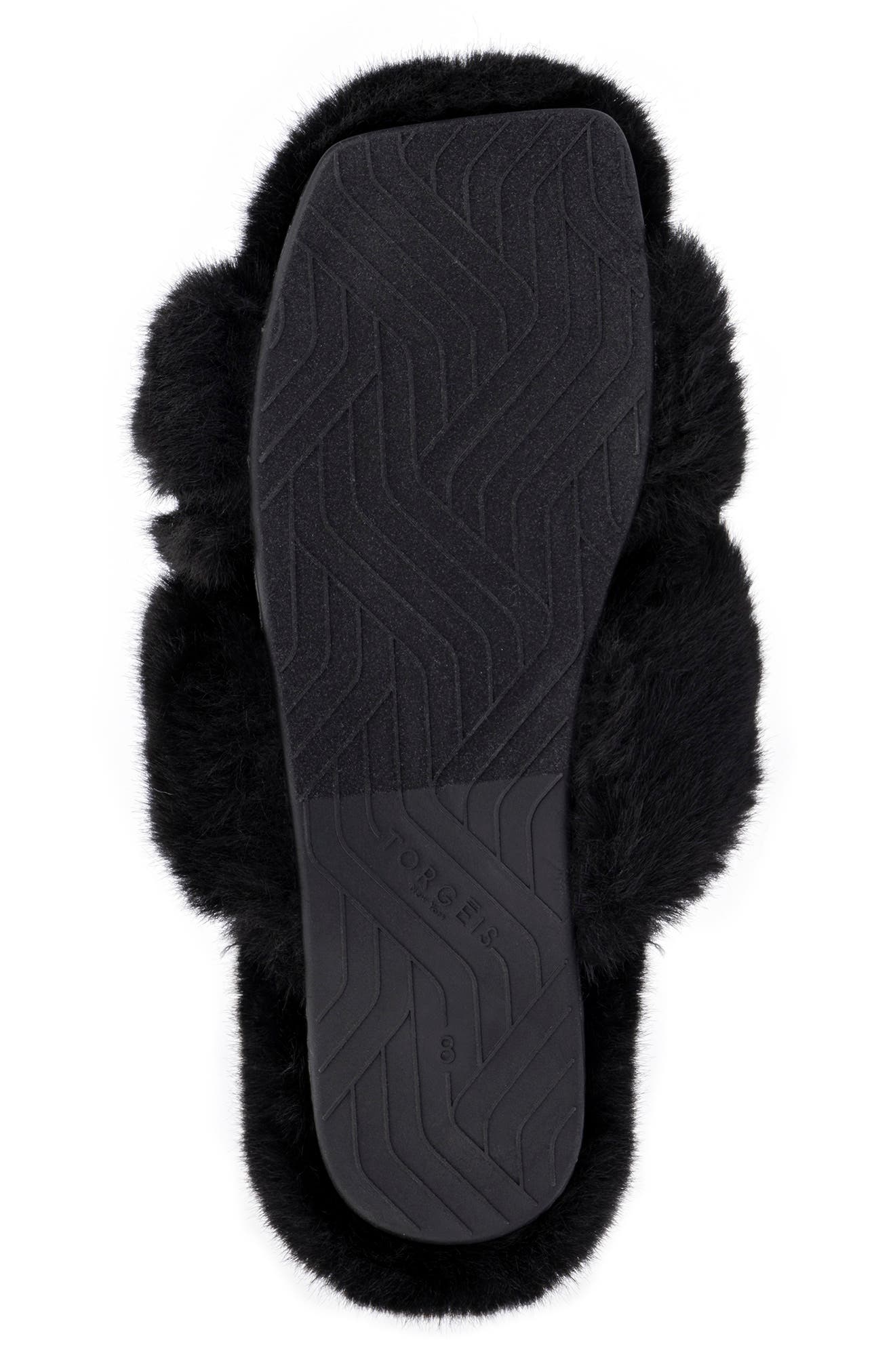 TORGEIS Luna Faux Fur Slipper, Alternate, color, Black