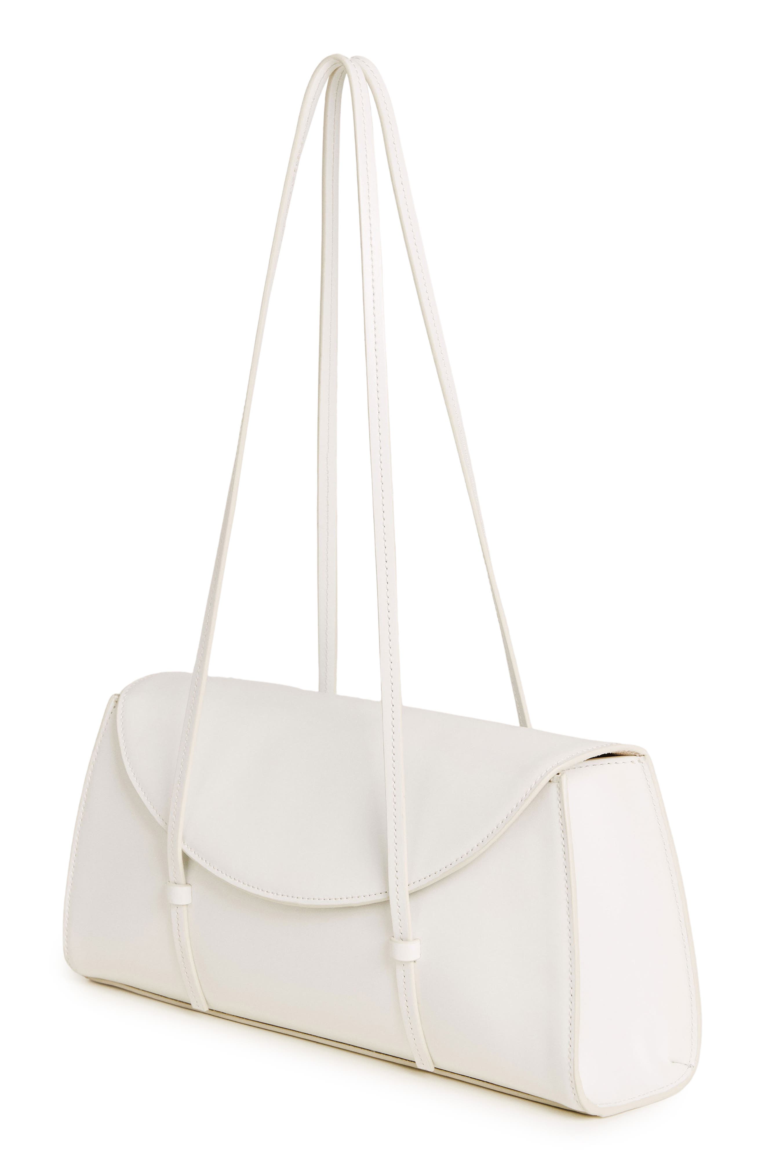 Reformation Elena Leather Shoulder Bag, Alternate, color, White Leather