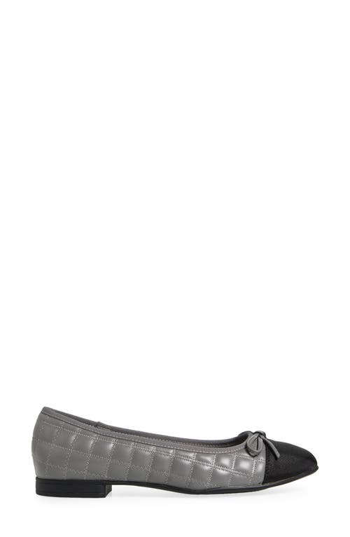 T Tahari Chateau Cap Toe Quilted Flat In Gray/black