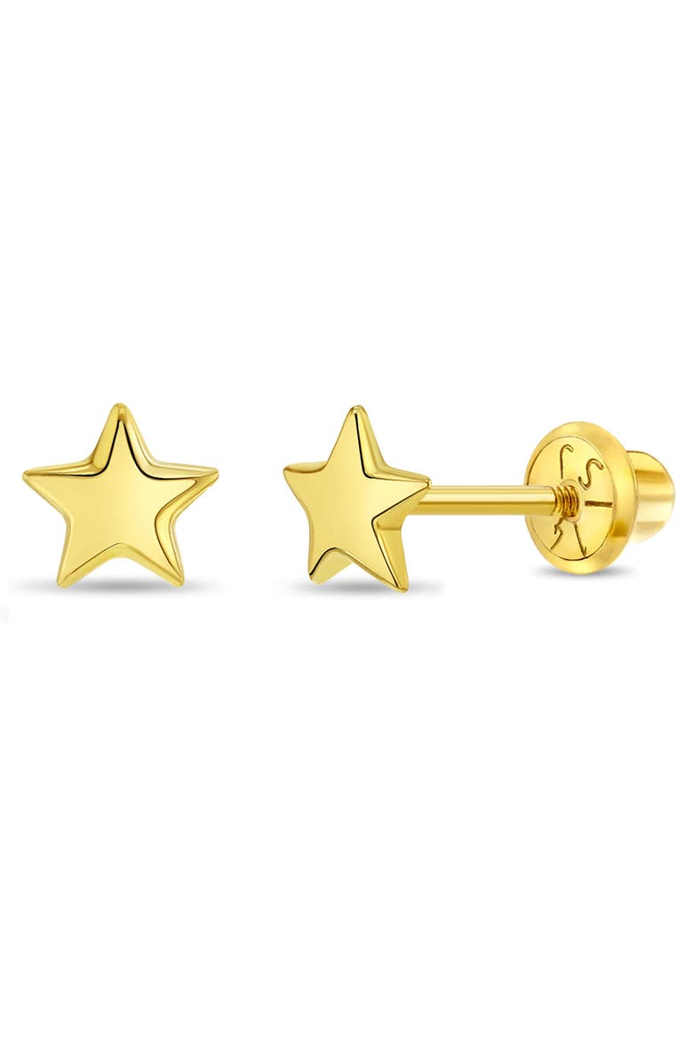 14k Puffed Star Earrings, Main, color, Gold