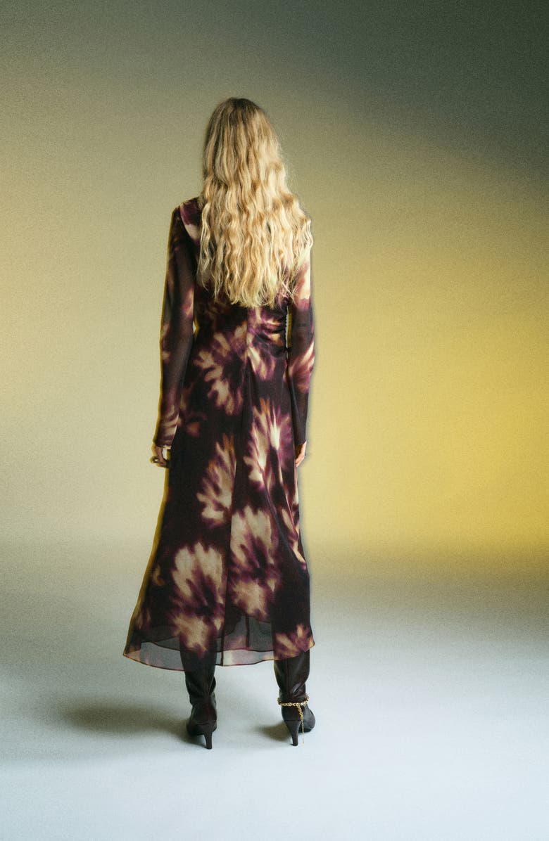 MANGO Long Sleeve Maxi Dress, Alternate, color, Burgundy