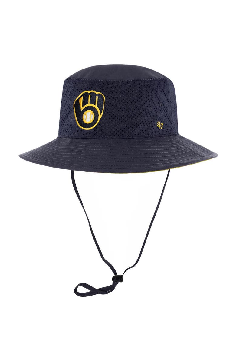 '47 Men's '47 Navy Milwaukee Brewers Panama Pail Bucket Hat, Main, color,