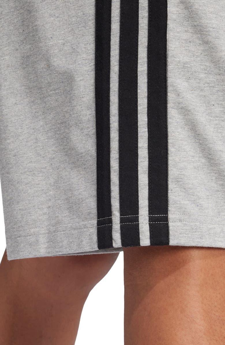 adidas Essentials 3-Stripes Jersey Shorts, Alternate, color, Medium Grey Heather/ Black
