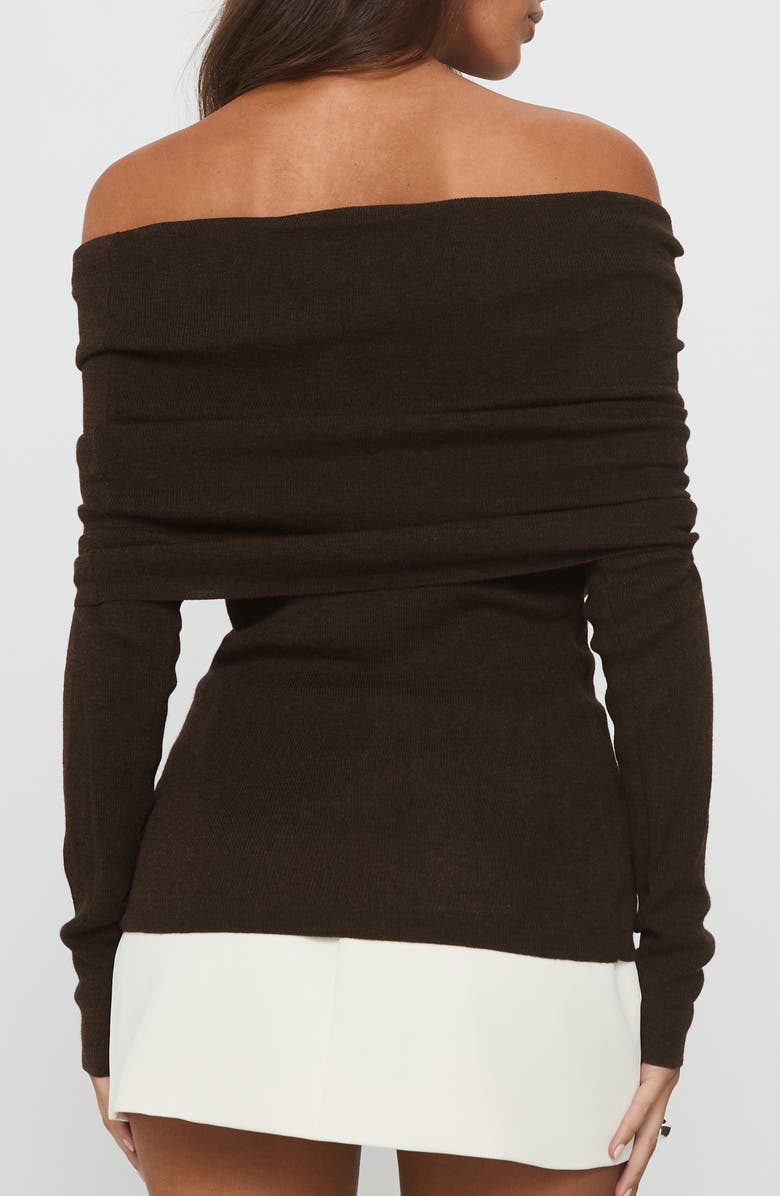 Princess Polly Florrie Off the Shoulder Foldover Top, Alternate, color, Chocolate