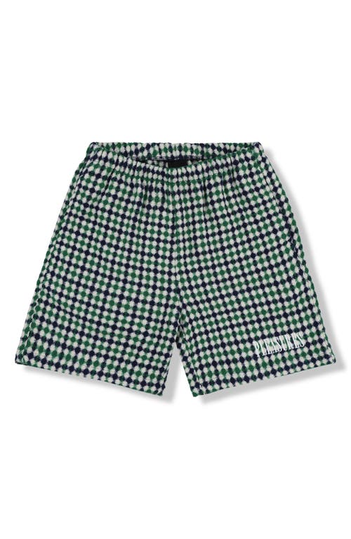 Pleasures Misquote Diamond Pattern Shorts In Navy