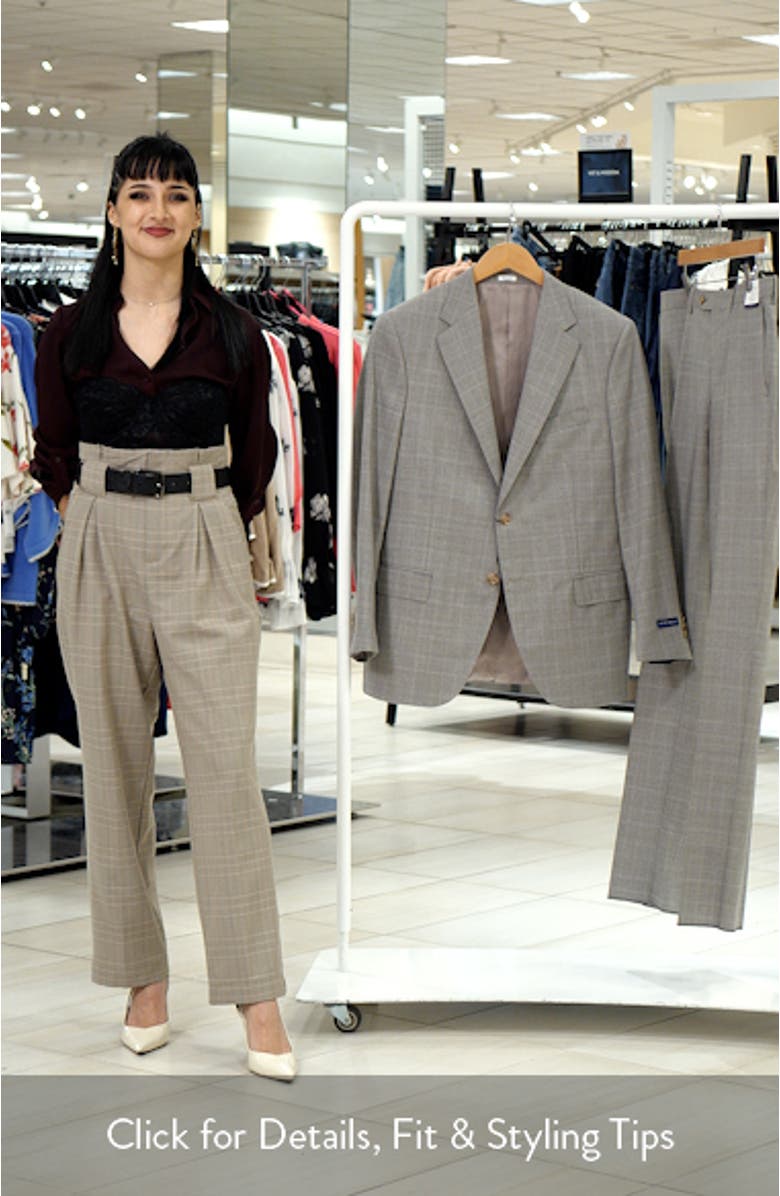 Hartford Classic Fit Tan Glen Check Wool Suit, sales video thumbnail