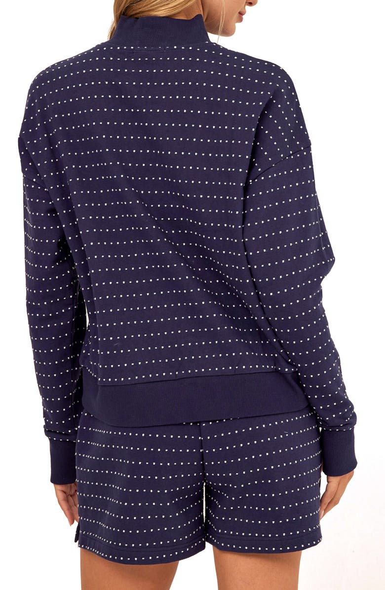 Threads 4 Thought Kindra Embroidered Dot Quarter Zip Top, Alternate, color, Stargazer/ Ecru