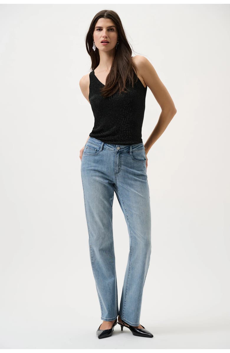 JOSEPH RIBKOFF Metallic Knitted Camisole with Rhinestones, Alternate, color, Black