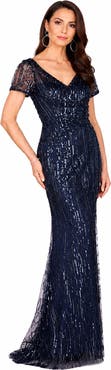 LARA New York Beaded Faux-Wrap V-Neck Bridal Gown