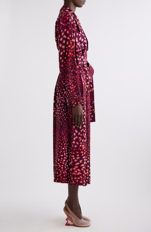 Dries Van Noten Womens Auber Abstract-print Belted Woven Midi Dress In Auber