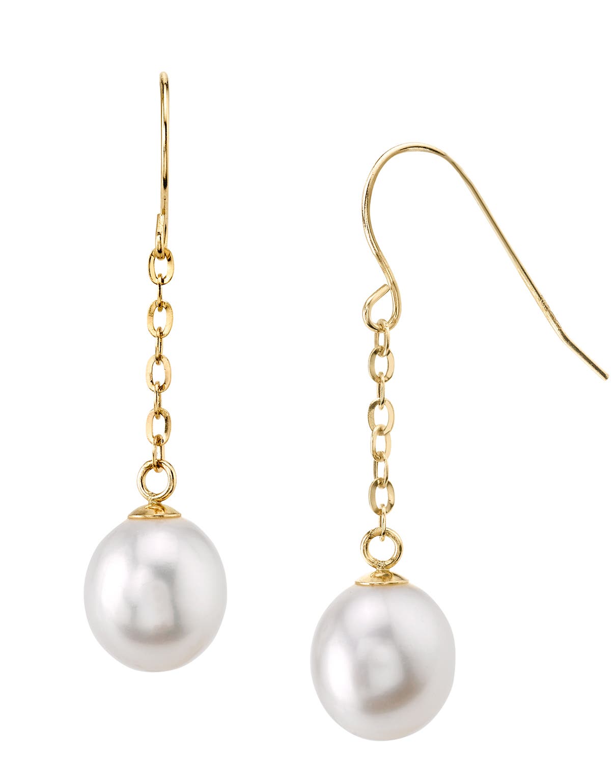 The Pearl Source 14k Gold Drop-shape Freshwater Pearl Lila Tincup Earrings In Yellow Gold