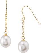 The Pearl Source 14K Gold Drop-Shape Freshwater Pearl Lila Tincup Earrings