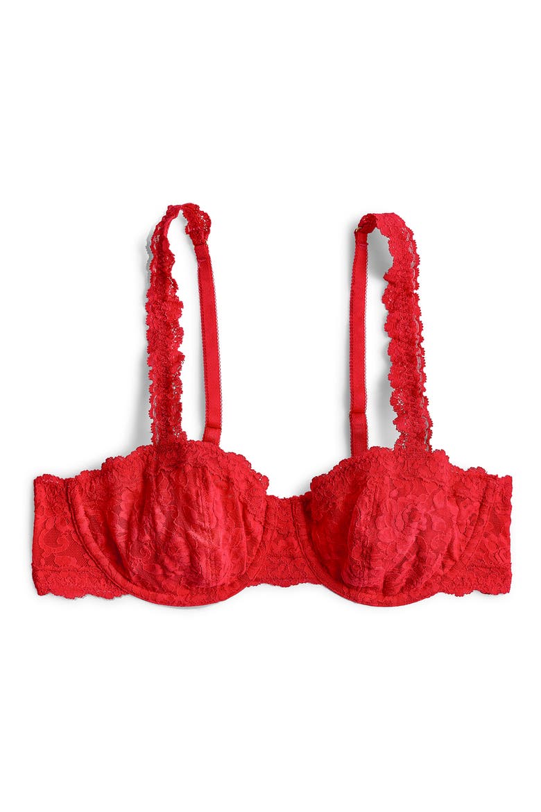 Signature Lace Underwire Balconette Bra, Alternate, color, RED