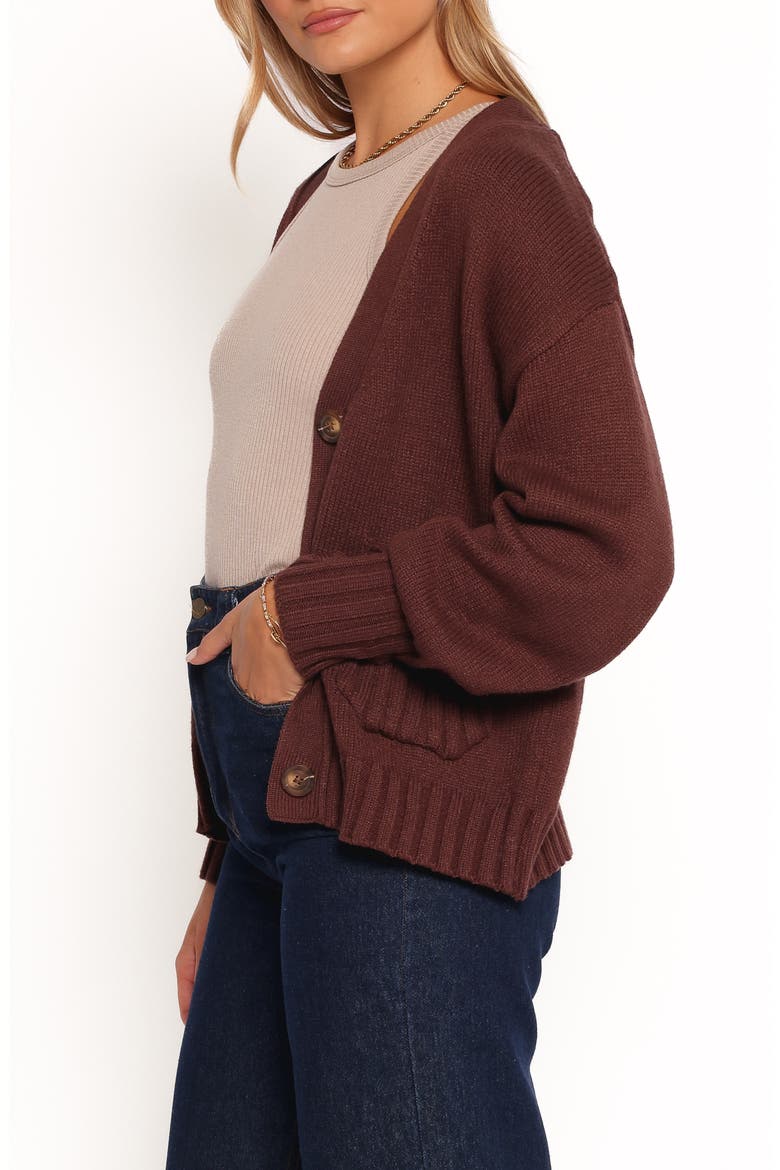 Eden Button Front Cardigan, Alternate, color, BROWN