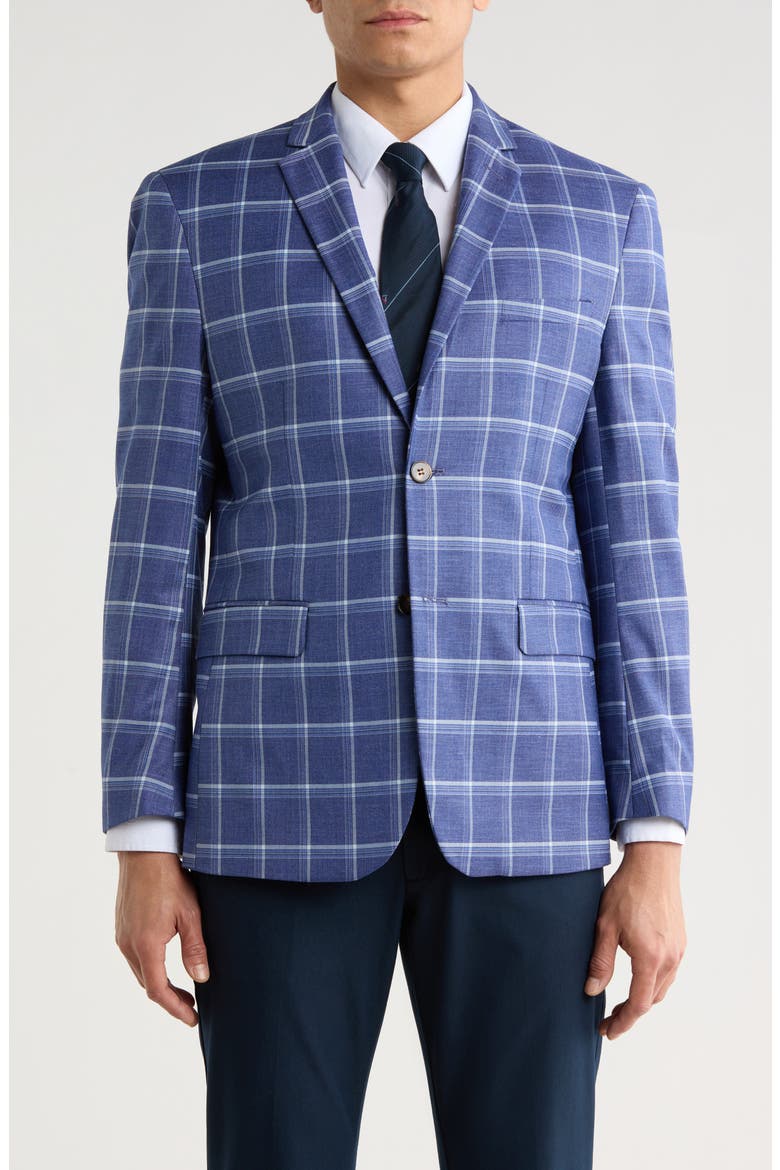Slim Fit Windowpane Blazer, Main, color, BLUE