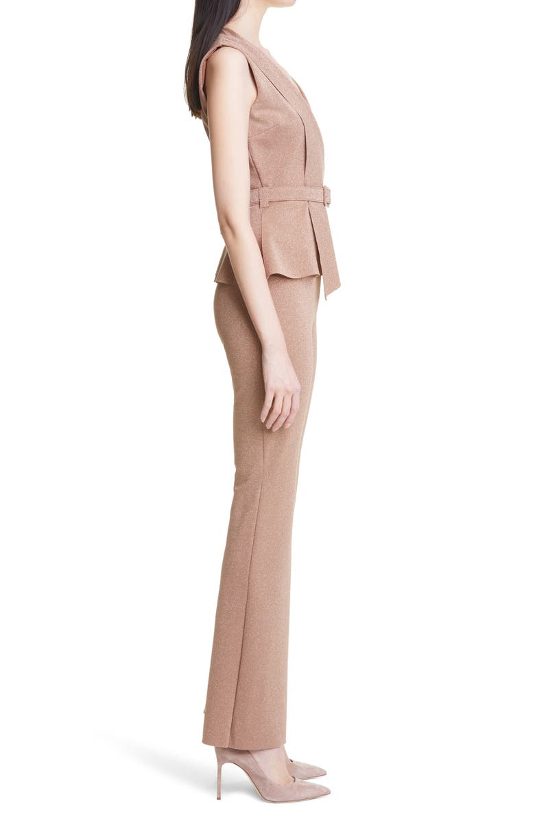 Chiara Boni La Petite Robe Kerolyn Metallic Slim Fit Belted Jumpsuit, Alternate, color,