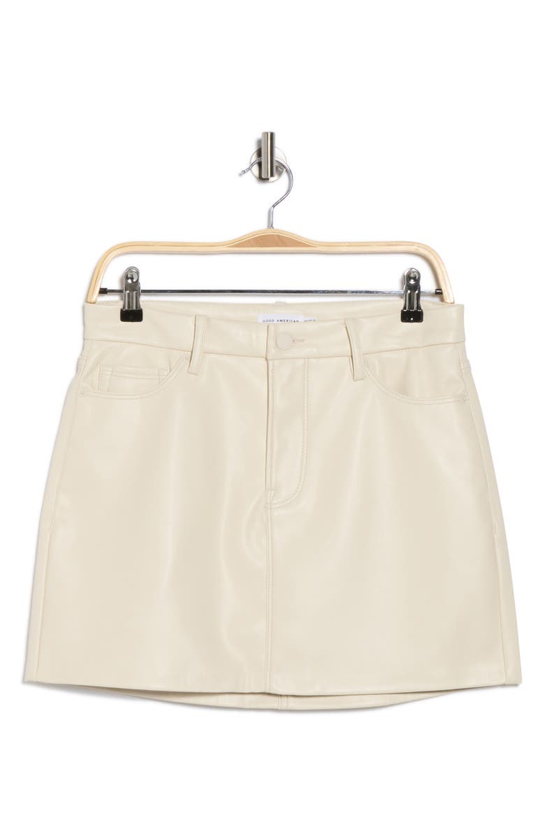 Good American Faux Leather Miniskirt, Alternate, color, Bone001