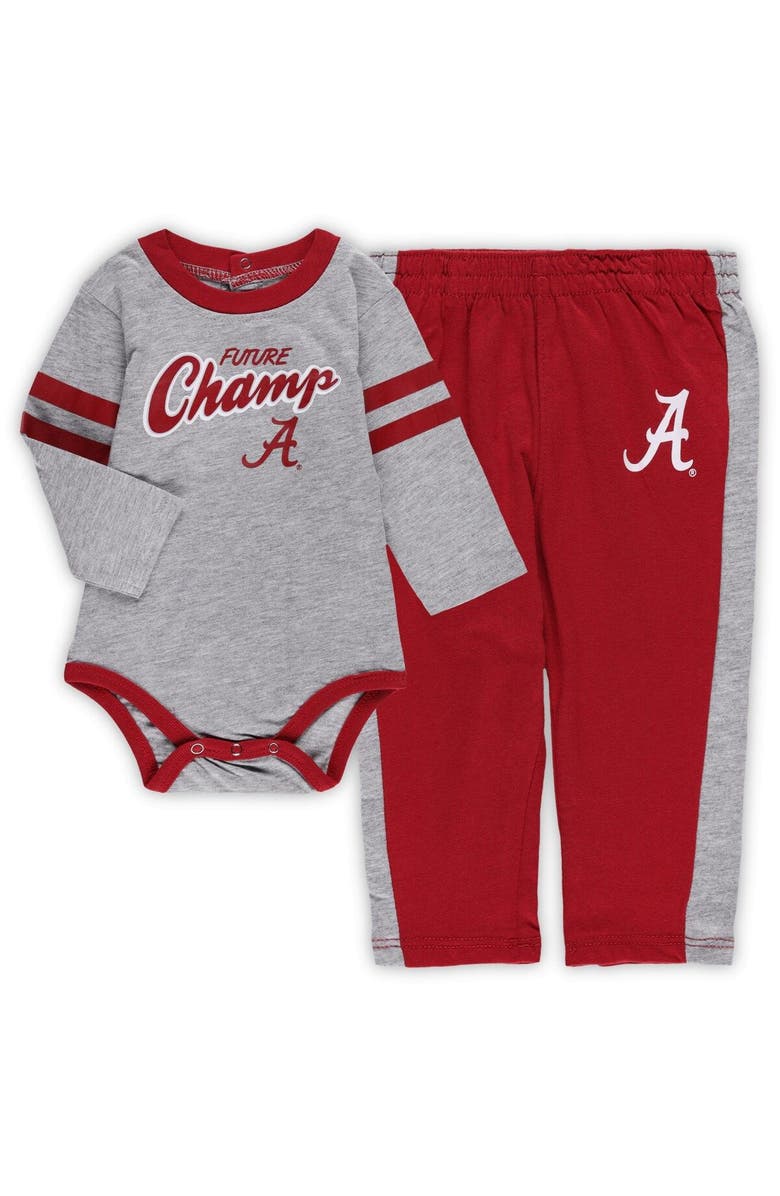 Outerstuff Infant Crimson/Gray Alabama Crimson Tide Little Kicker Long Sleeve Bodysuit and Sweatpants Set, Main, color, 