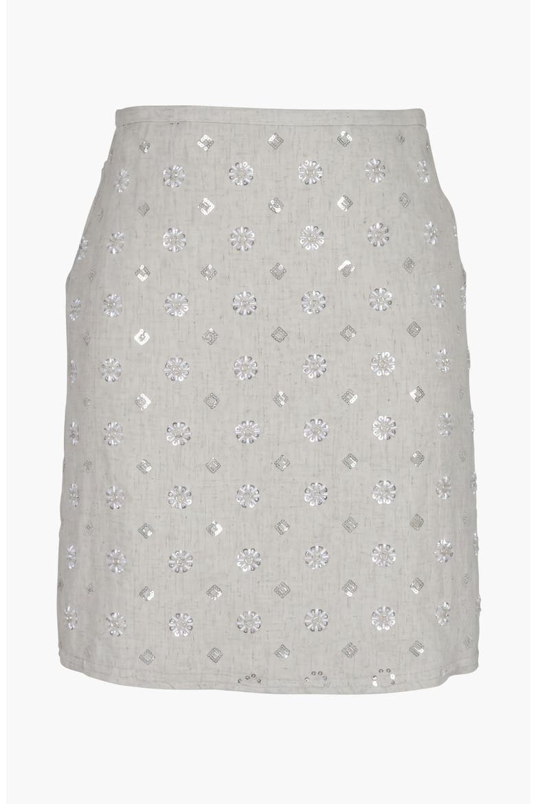Floral Sequin-Embroidered Skirt, Alternate, color, Beige
