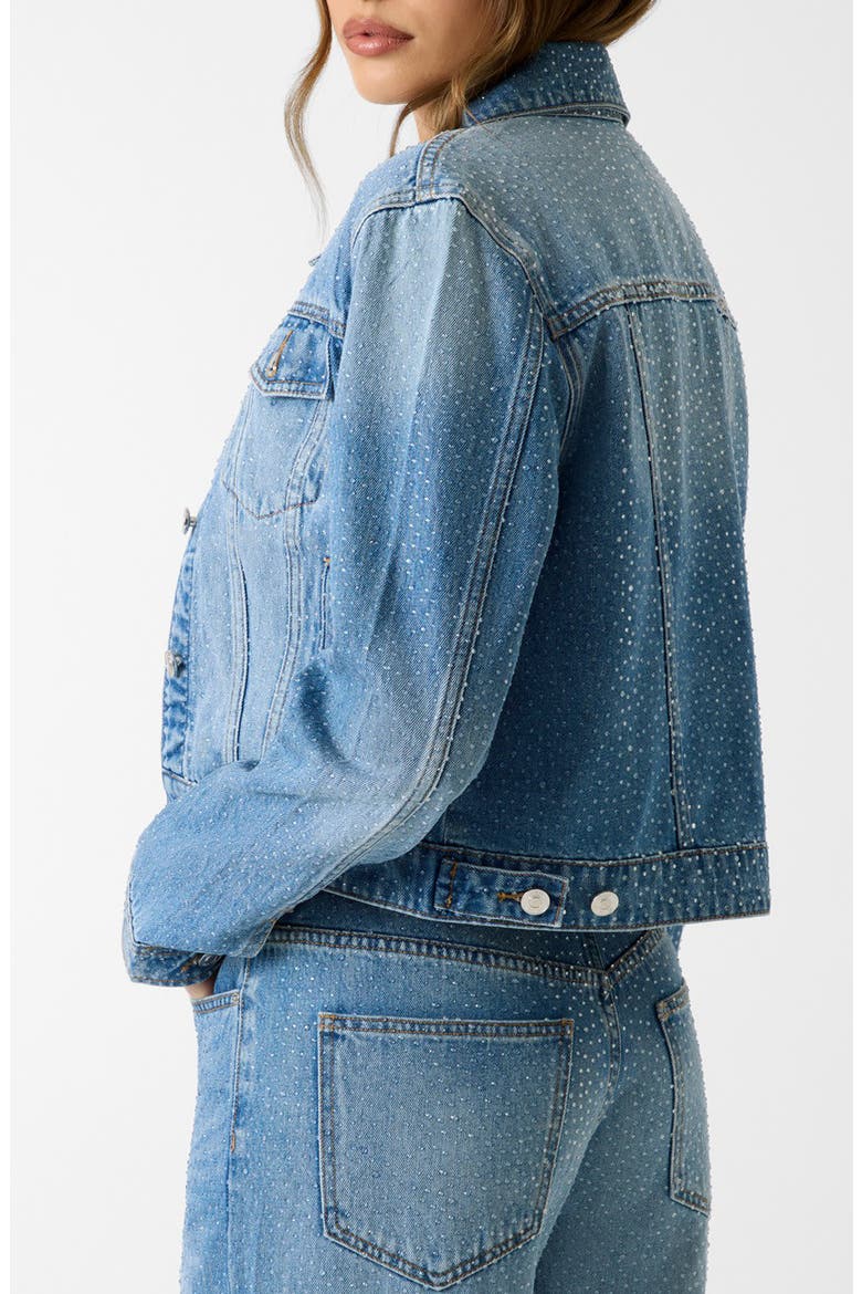 Lola Crop Denim Trucker Jacket, Alternate, color, BLUE
