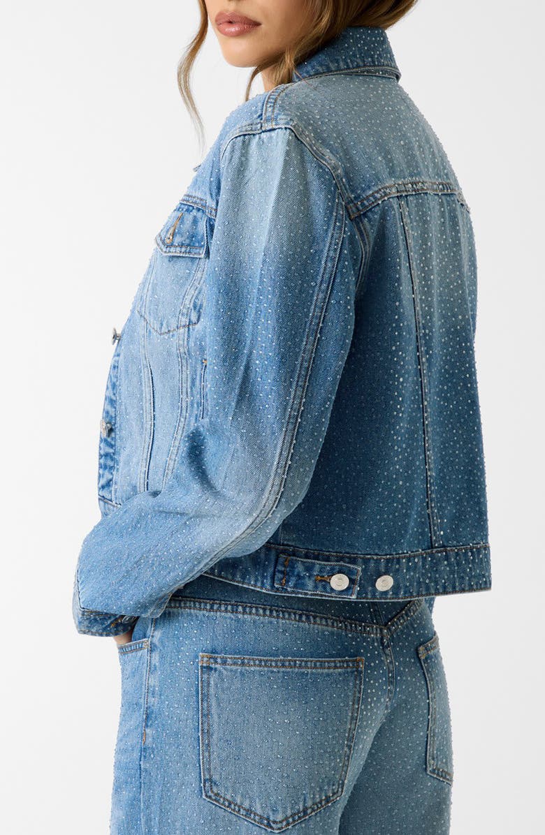 GUESS Lola Crop Denim Trucker Jacket, Alternate, color, Blue