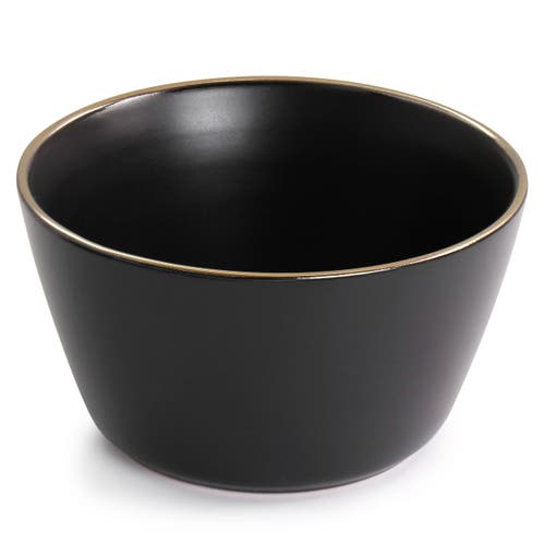 Elama Modern 16 Piece Stoneware Dinnerware Set In Black