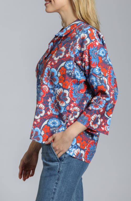 Apny Boxy Cotton Shirt In Blue Multi