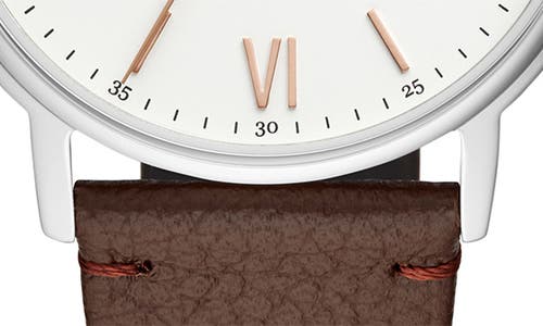 Emporio Armani Three-hand Leather Strap Watch, 41mm In Silver