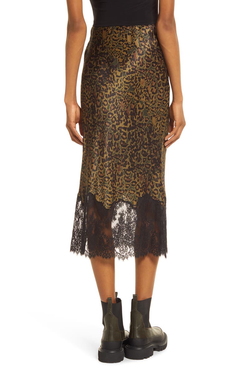 AllSaints Bridgette Lace Trim Tencel<sup>®</sup> Lyocell & Silk Midi Skirt, Alternate, color,