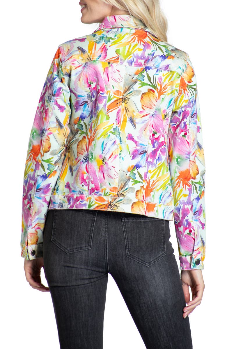 APNY Watercolor Floral Print Denim Jacket, Alternate, color, 