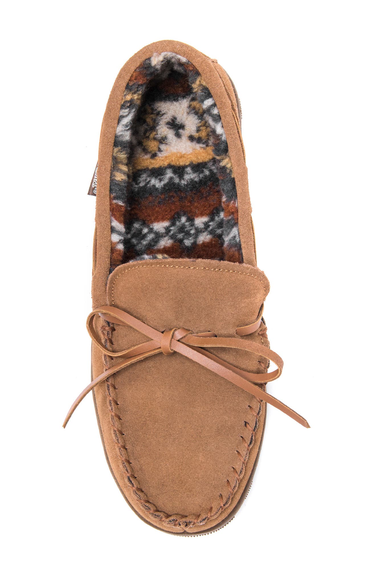 MUK LUKS Paul Printed Berber Suede Faux Fur Lined Slipper, Alternate, color, Tan
